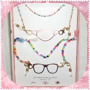 Cynthia Rowley Embellished Glasses Chains With Beads Set 2 nib